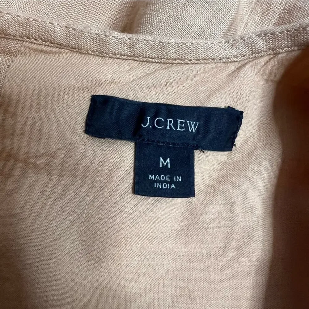 J. Crew Button-back linen shift dress tan brown‎ Sz M